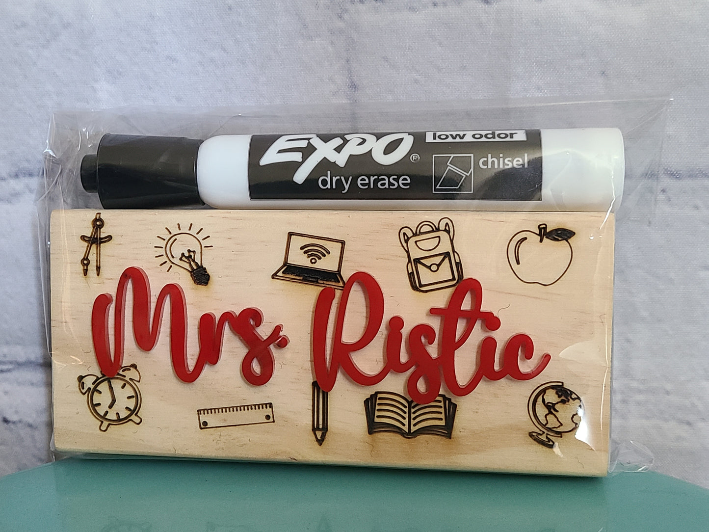 White Board Eraser with Dry Erase marker Personalized Teacher Name Engraved