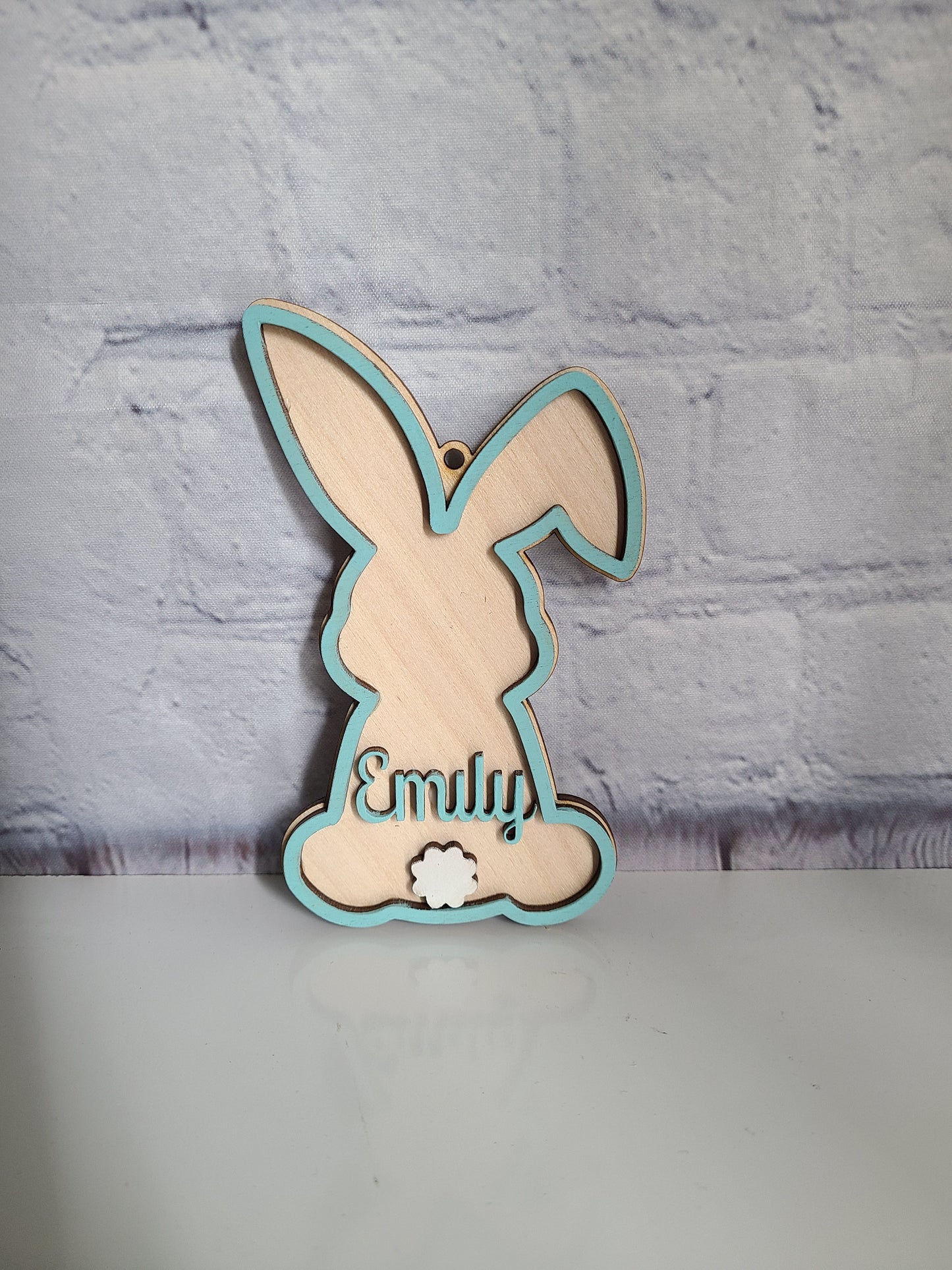 Wood Bunny Easter Basket Tag
