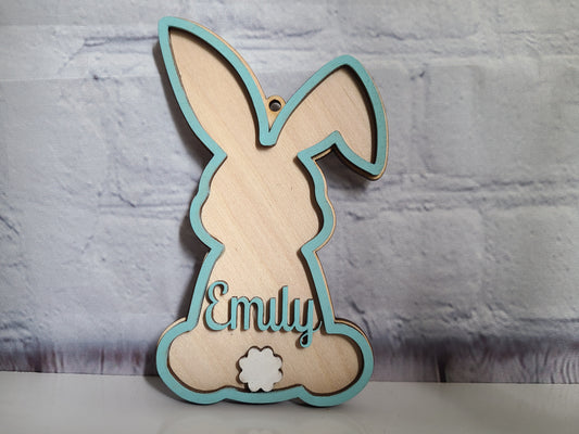 Wood Bunny Easter Basket Tag
