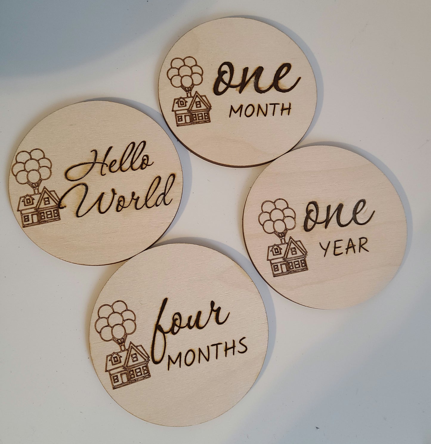 DISNEY UP THEMED BABY MILESTONE Wood Discs