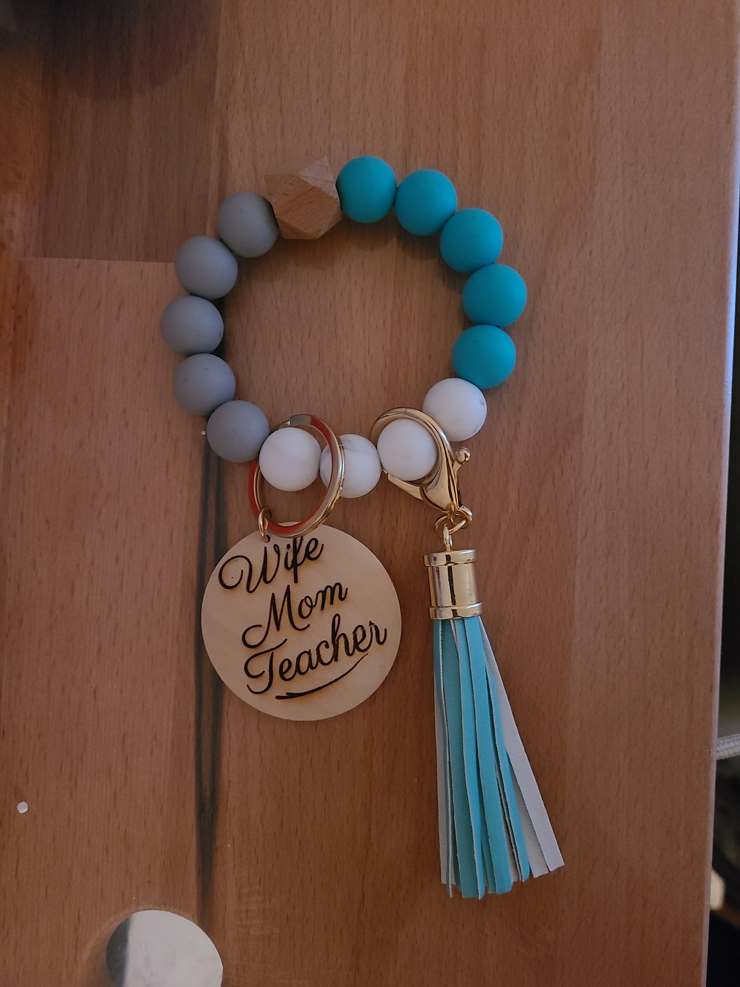 FULL OF FAITH and Caffeine Silicon Bead Bracelet Keychain Key Fob Wristlet