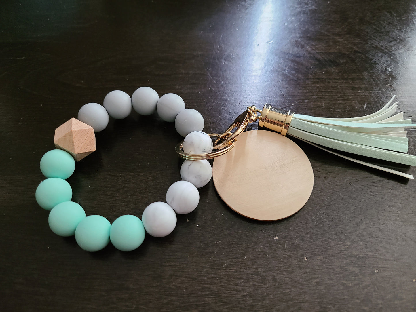 FULL OF FAITH and Caffeine Silicon Bead Bracelet Keychain Key Fob Wristlet