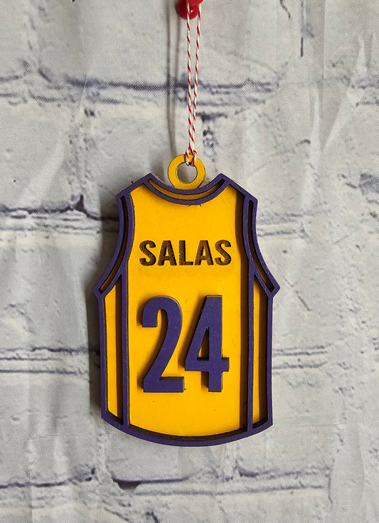 Basketball Jersey Ornament Custom Name and Number Soccer Football Baseball