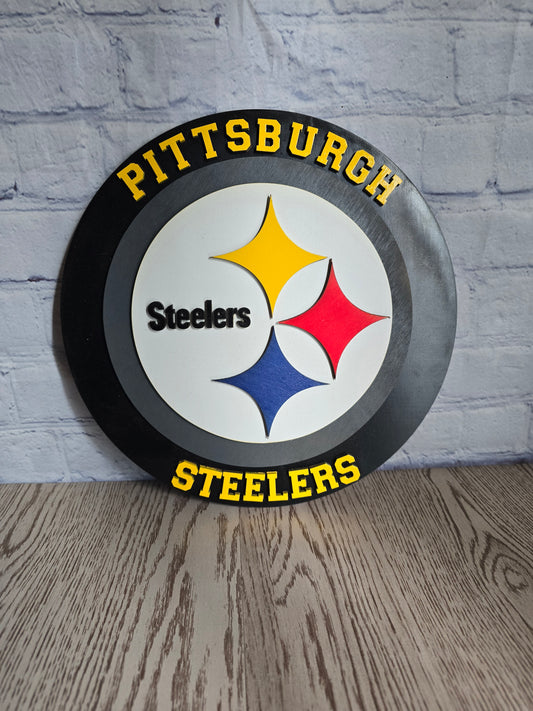 Pittsburgh Steelers 12" Round Woom Sign