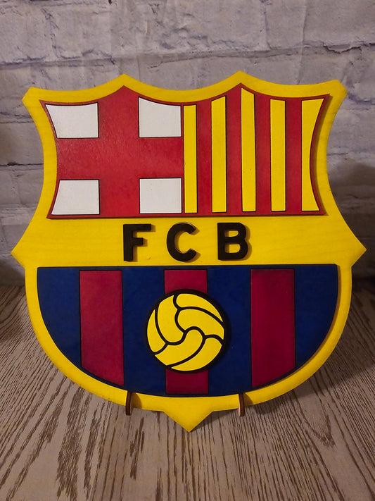 Barcelona Football Club Wood Logo Sign FC Barcelona Barca FCB
