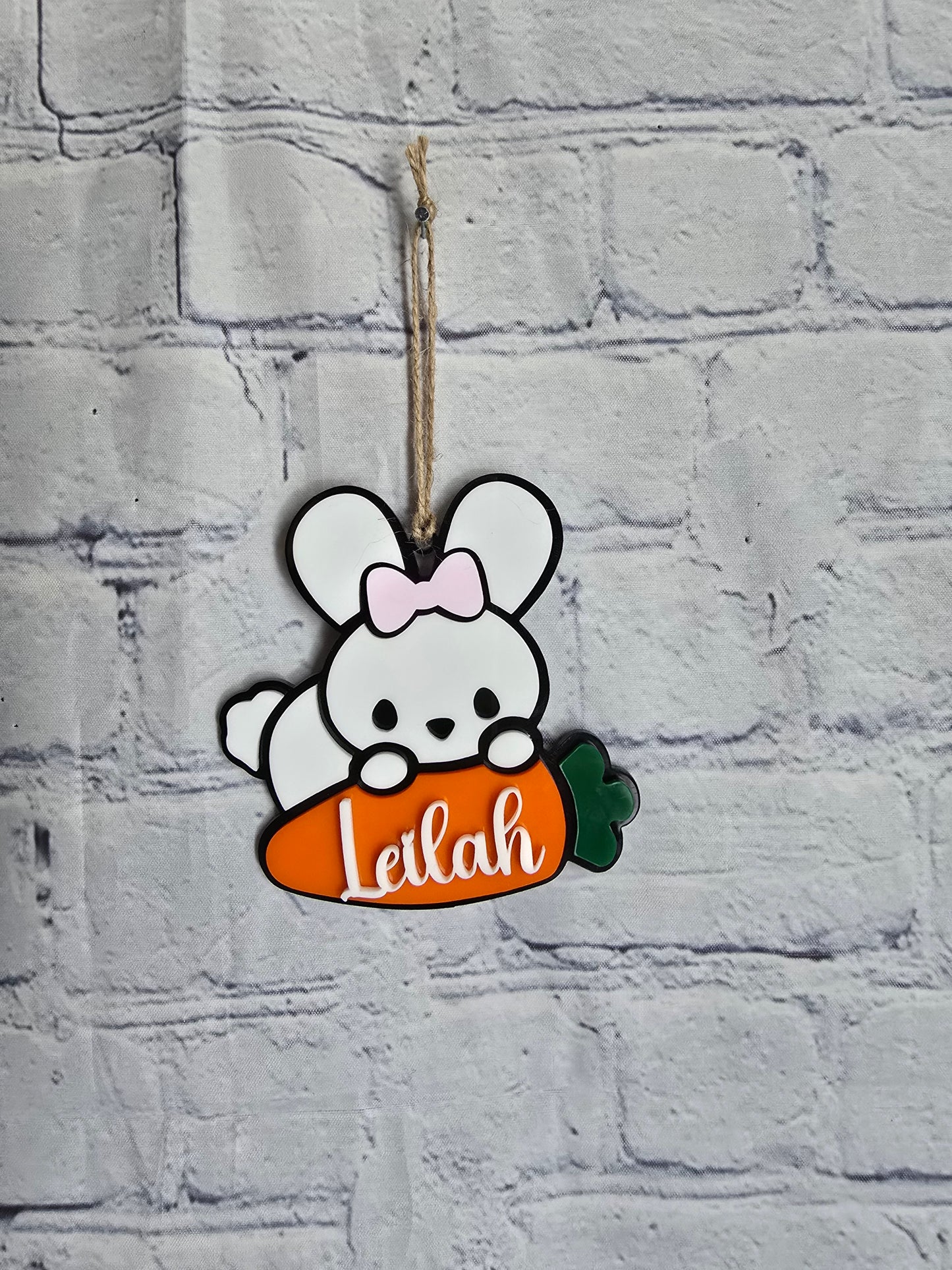 Easter Basket Acrylic Tags Bunny and Carrot with Name