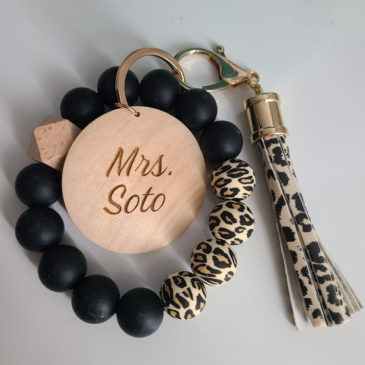 Engraved Silicon Bead Wristlet Teacher Gift Mother's Day Gift
