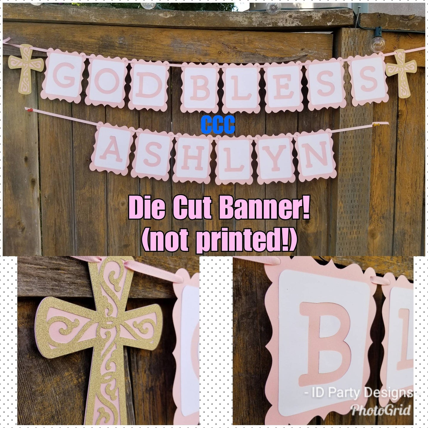 GOD BLESS BAPTISM Banner Bautizo Christening Communion Confirmation