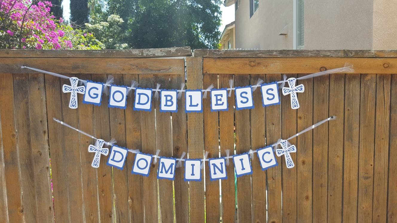 GOD BLESS BAPTISM Banner Bautizo Christening Communion Confirmation