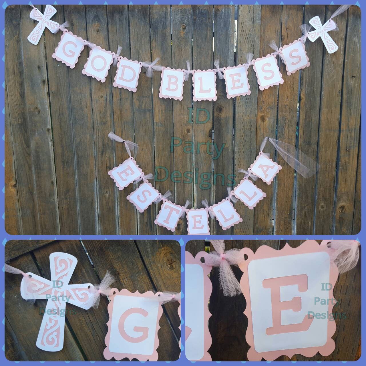 GOD BLESS BAPTISM Banner Bautizo Christening Communion Confirmation