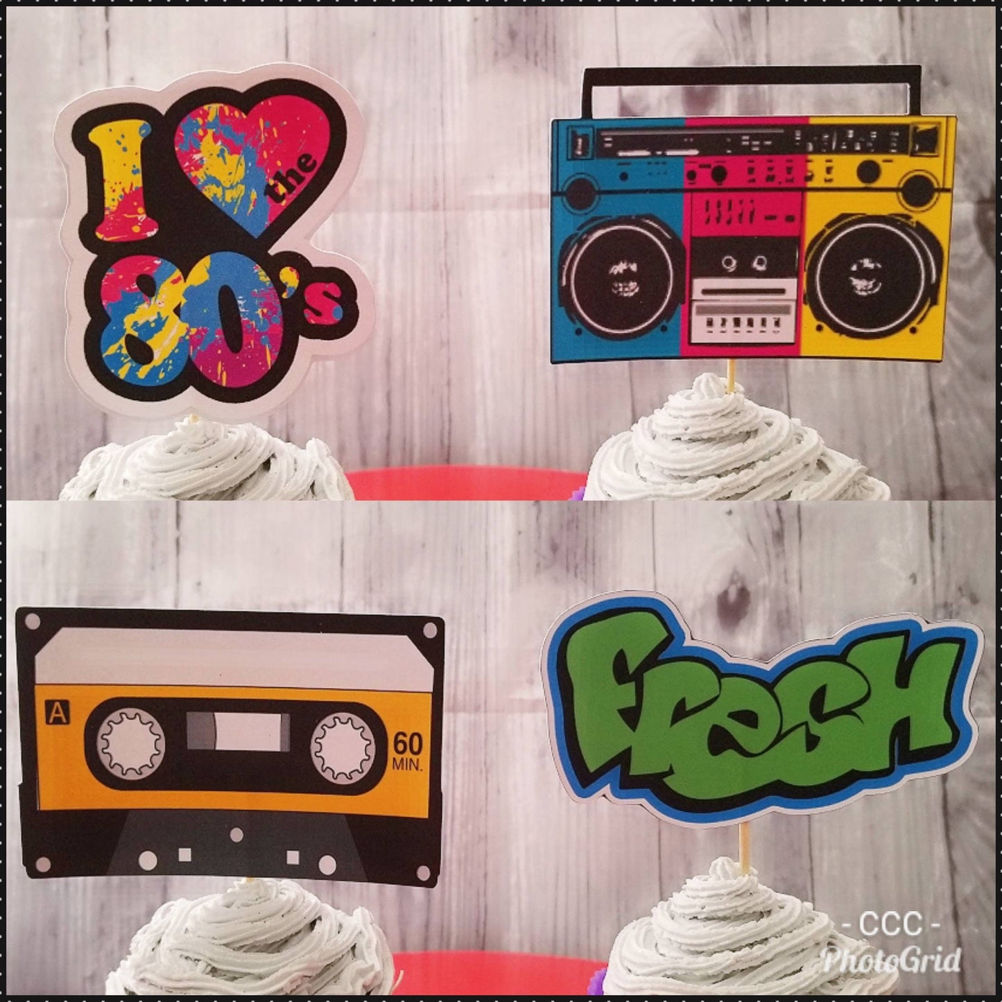 TWO LEGIT To QUIT Cake Topper Cupcake Toppers Boom Box 90s Themed I love the 90s Rappers Gangsta Rap