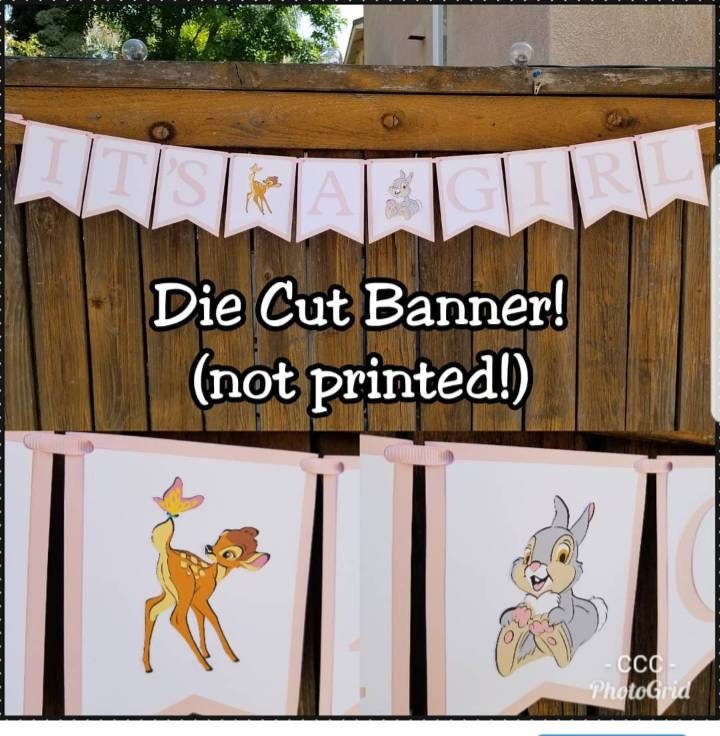 BAMBI EASTER BANNER Baby Shower Bambi Birthday Thumper Banner Flower Banner Disney Baby Banner