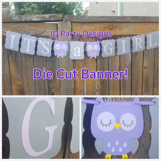 OWL BABY SHOWER Owl Birthday Banner Owl Decorations Owl Decor Extra Large Die Cut Owl Look Whoo's Due
