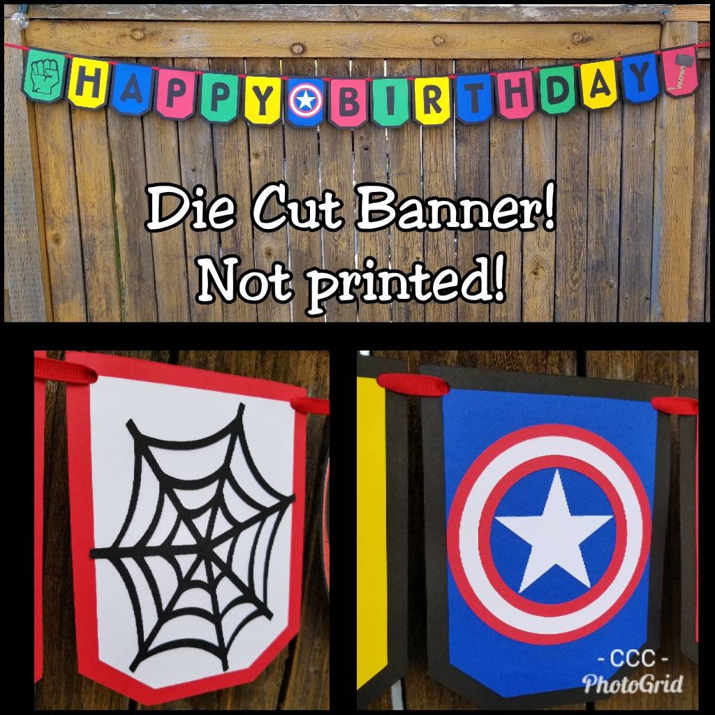 HULK AVENGERS BANNER Spiderman Avengers Birthday Super Hero Decorations Wakanda Forever Black Panther Birthday Captain America