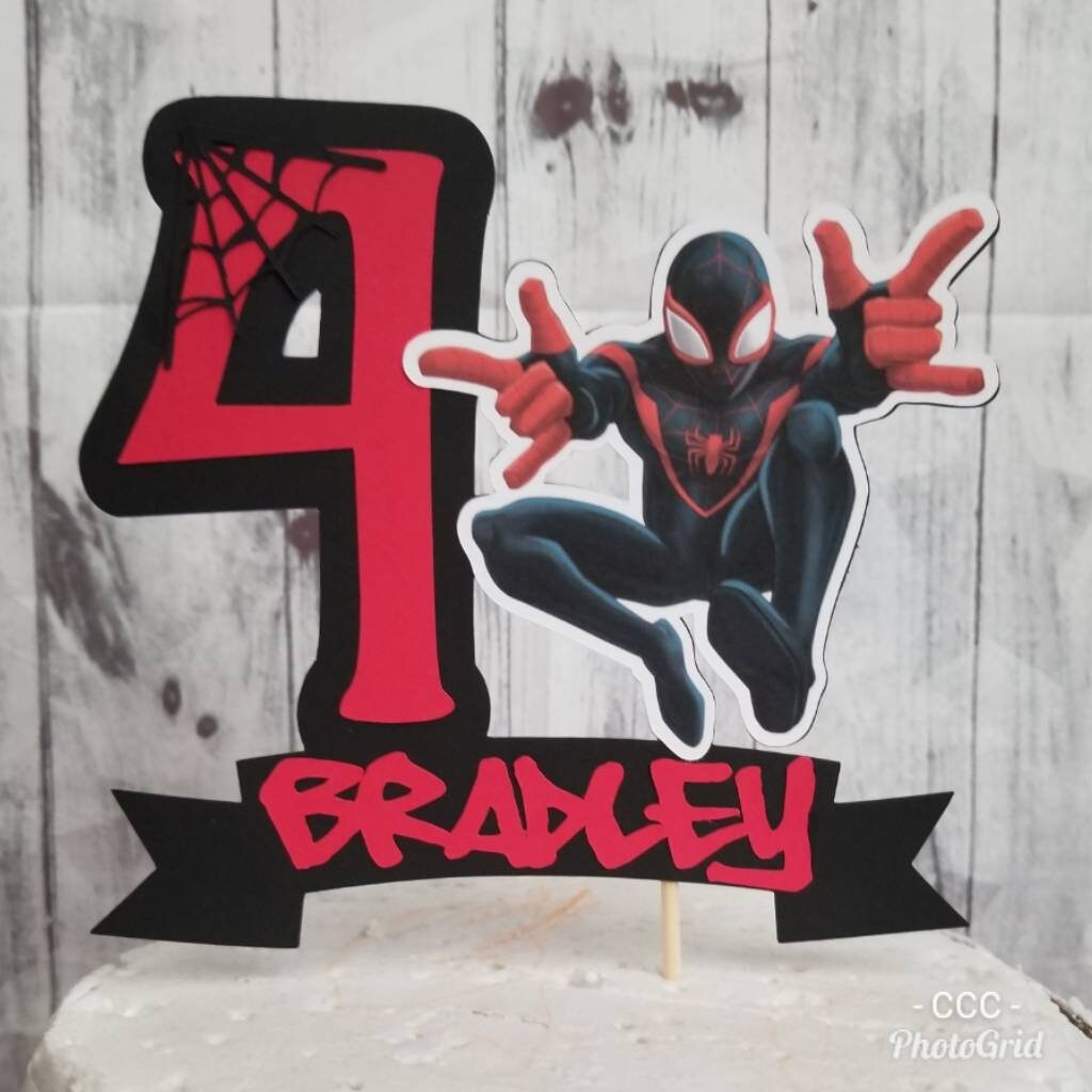 MILES MORALES SPIDERMAN into the Spider VeRSE Spiderverse CaKE ToPPER Miles Morales Spider Gwen Birthday Super Hero Decorations