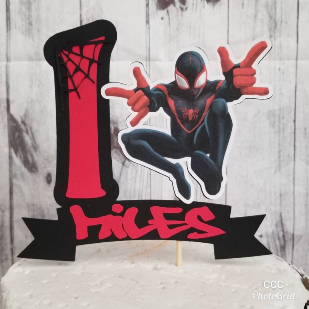 MILES MORALES SPIDERMAN into the Spider VeRSE Spiderverse CaKE ToPPER Miles Morales Spider Gwen Birthday Super Hero Decorations