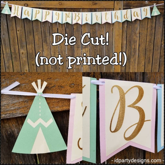 BOHO FEATHER GOLD Glitter Wild One Teepee banner 1st birthday banner