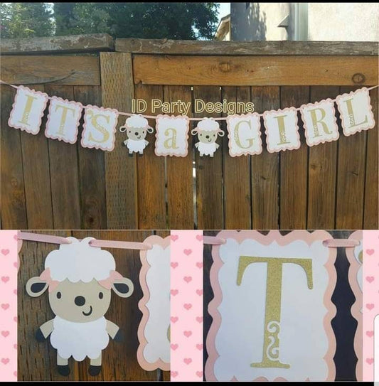 LITTLE LAMB BANNER Little Lamb birthday baby shower Lamb Baby Shower