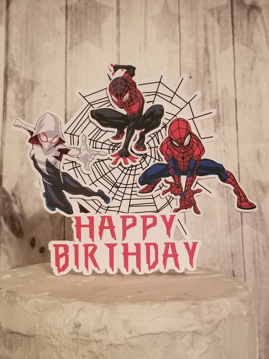 INTO THE SPIDERVERSE Miles Morales Spider Ghost Spider Gwen Spiderman Spider verse CaKE ToPPER Miles Morales Spider Gwen Birthday Super Hero