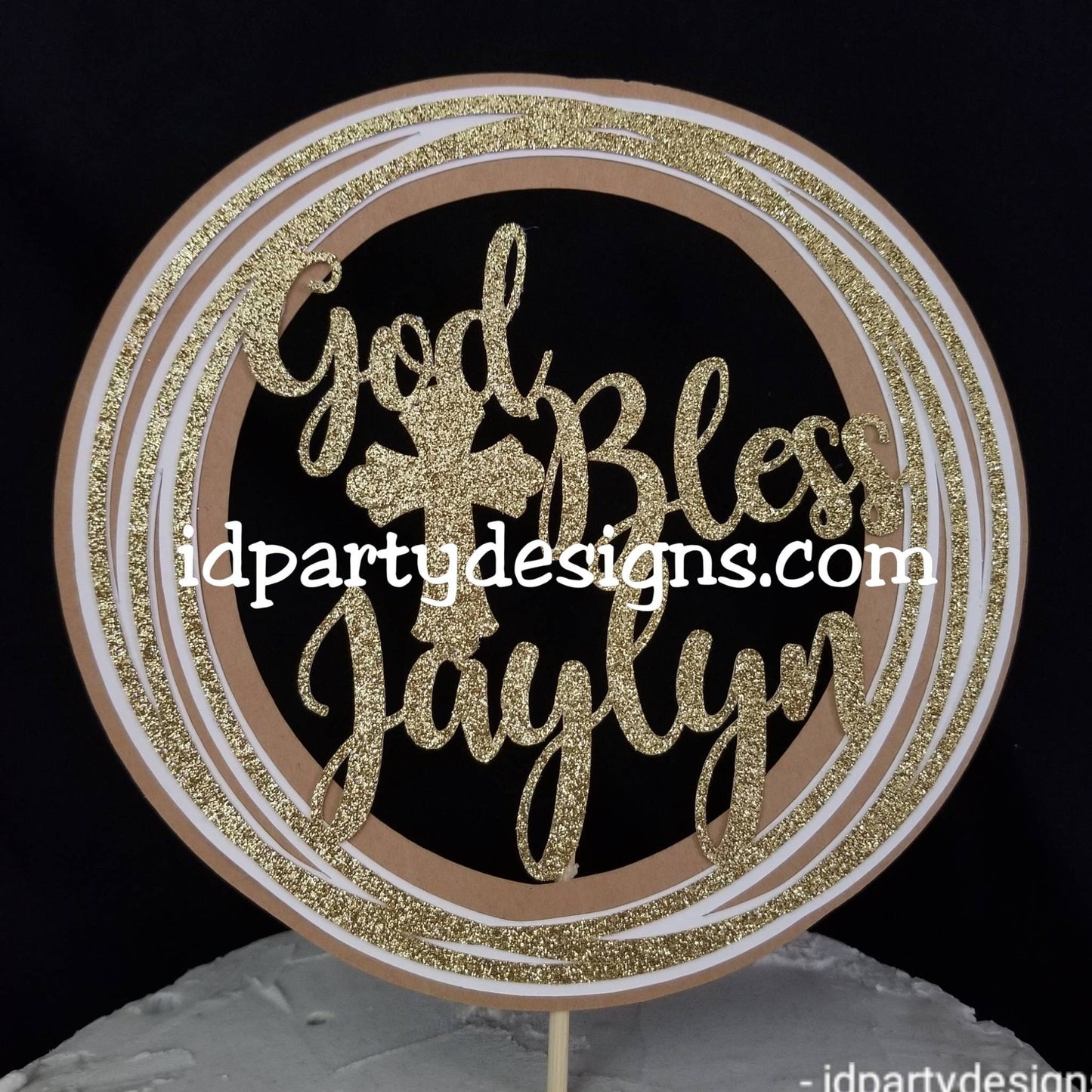 GOD BLESS CAKE Baptism Cake Topper topper Cross Cake Topper Circular Cake Topper Circle Cake Topper Circles Cake Topper