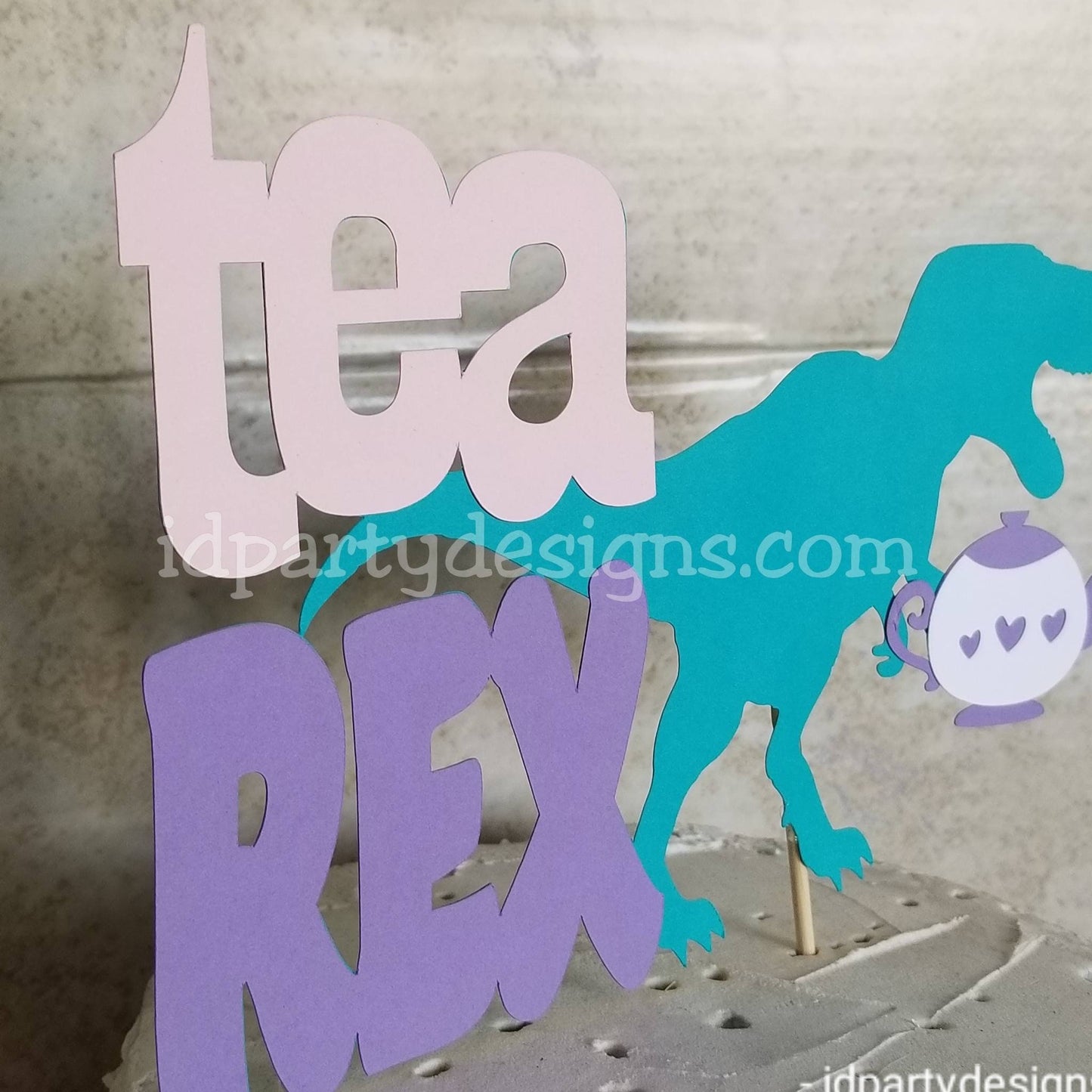 DINOSAUR TEA REX TRex Tea Party Cake Topper Girl Birthday Cake Topper Pastel Dino 2 Wild