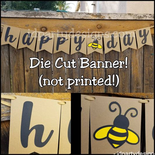HAPPY BEE DAY Banner Happy Beeday Happy Birthday Bee Bee Birthday Bee Cake Topper Bee theme