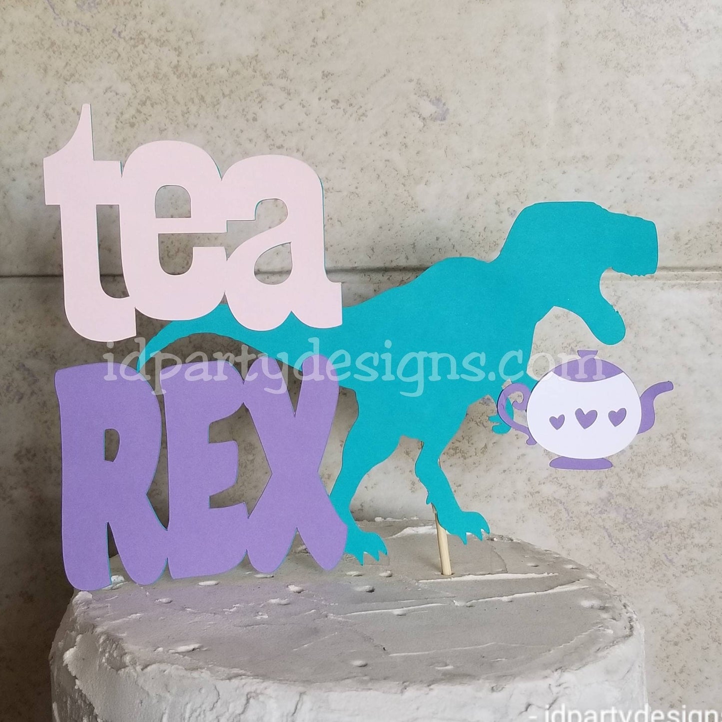DINOSAUR TEA REX TRex Tea Party Cake Topper Girl Birthday Cake Topper Pastel Dino 2 Wild