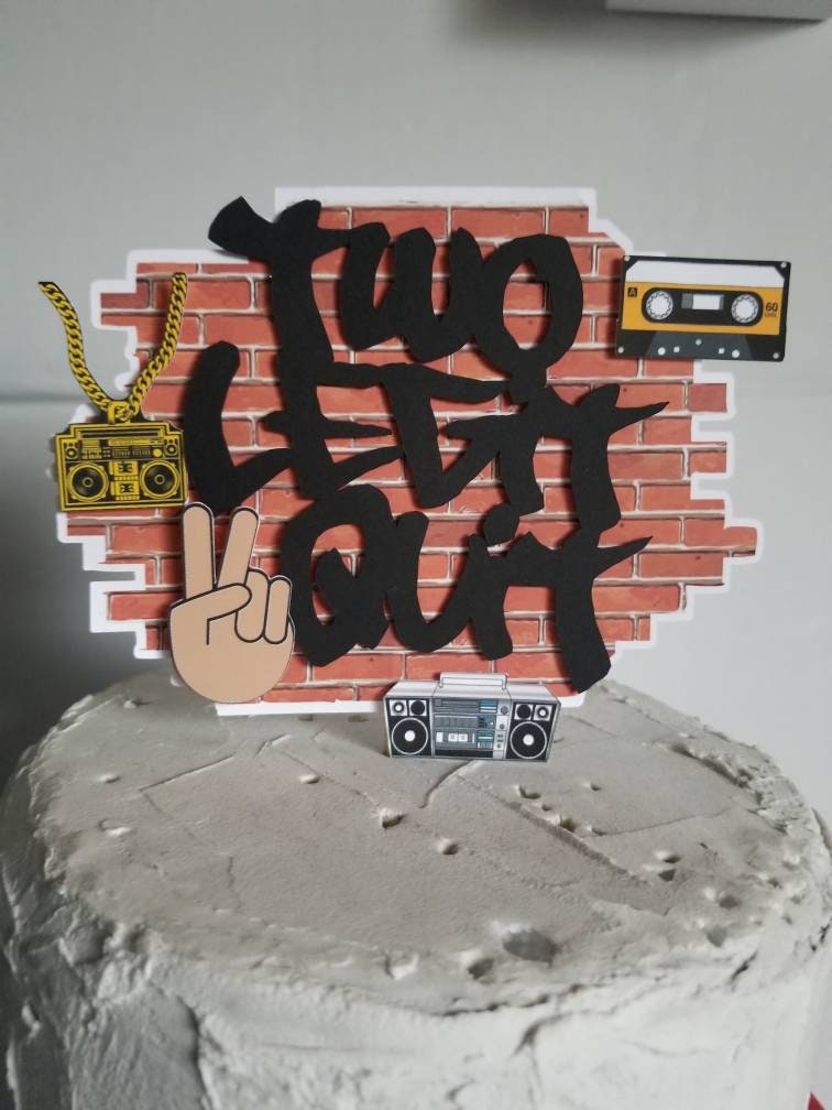 THREE AINT EASy Two Legit To Quit Cake Topper Cupcake Toppers Boom Box 90s Themed I love the 90s Rappers Gangsta Rap