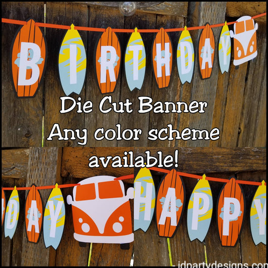SURFING SURFER BANNER Bus Van Surfing banner Surfer Birthday Beach Birthday Beach Party Surfing Safari