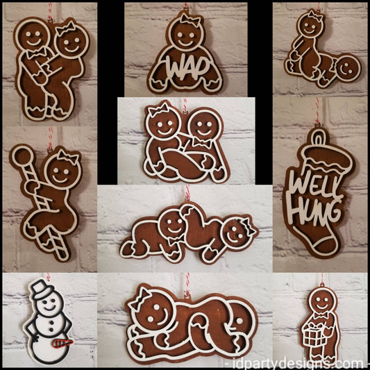 (Copy) NAUGHTY GINGERBREAD ORNAMENTS Ginger Bread Funny Ornaments Adult Ornaments White Elephant Gift Idea