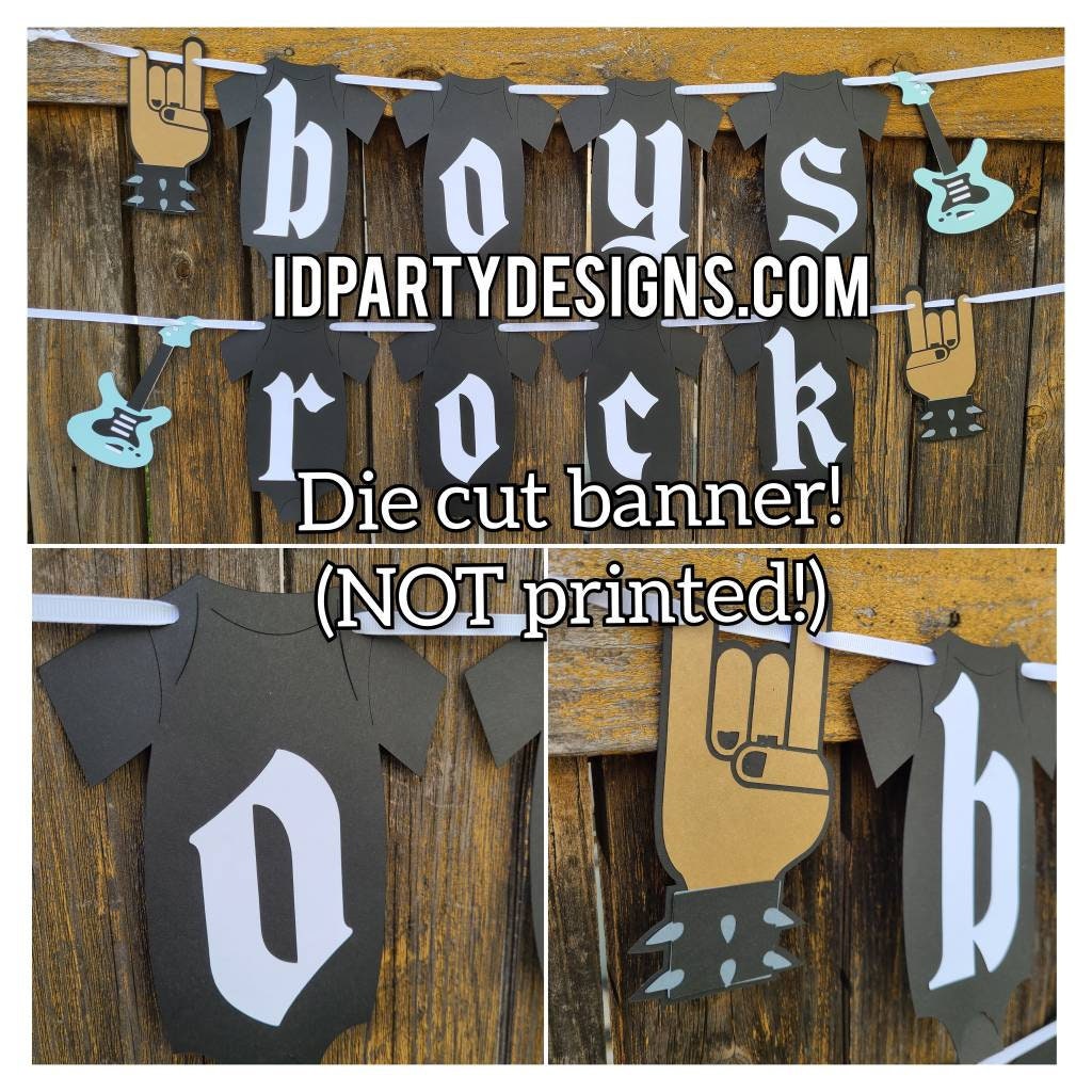 BOYS ROCK A BYE Shaker Cake Topper Girls Rock Rock A Bye Baby Born to Rock Rockstar Baby Shower