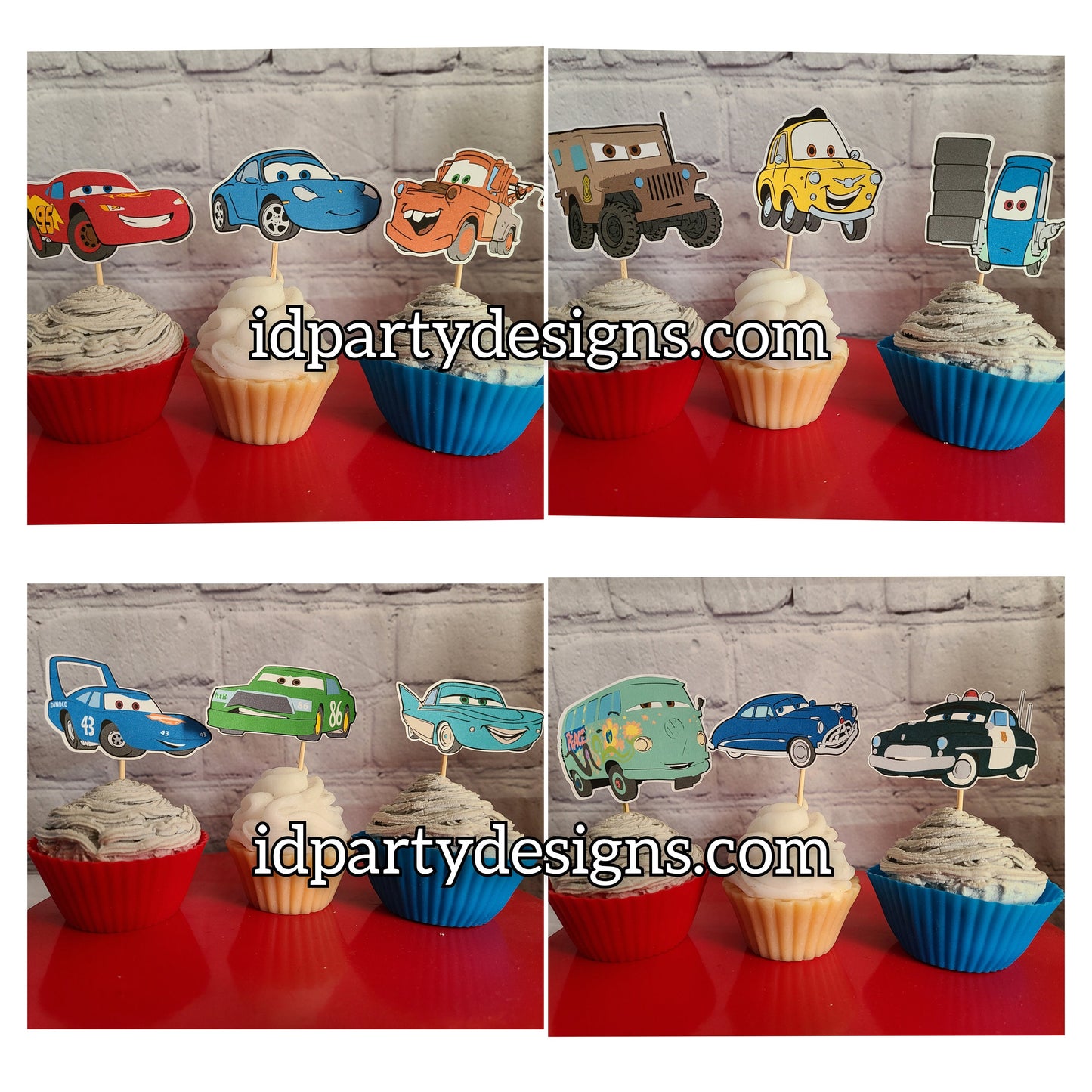CARS LIGHTNING MCQUEEN and Mater Disney Cupcake Toppers Cake Topper Sally Guido Flo