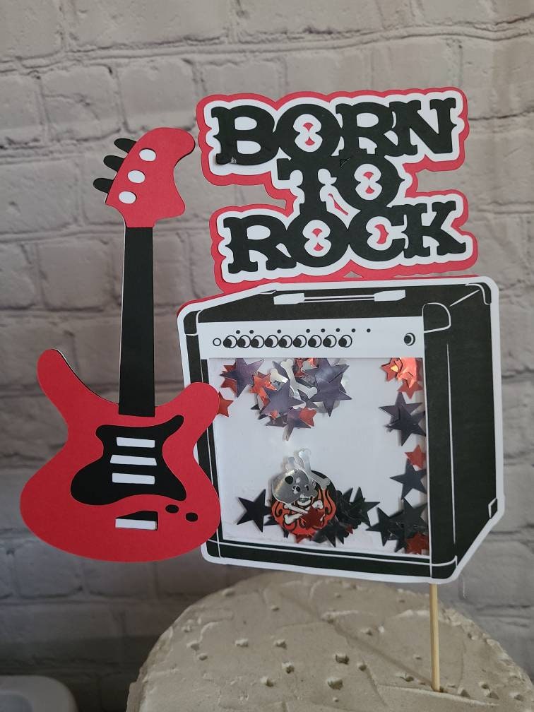 BOYS ROCK A BYE Shaker Cake Topper Girls Rock Rock A Bye Baby Born to Rock Rockstar Baby Shower