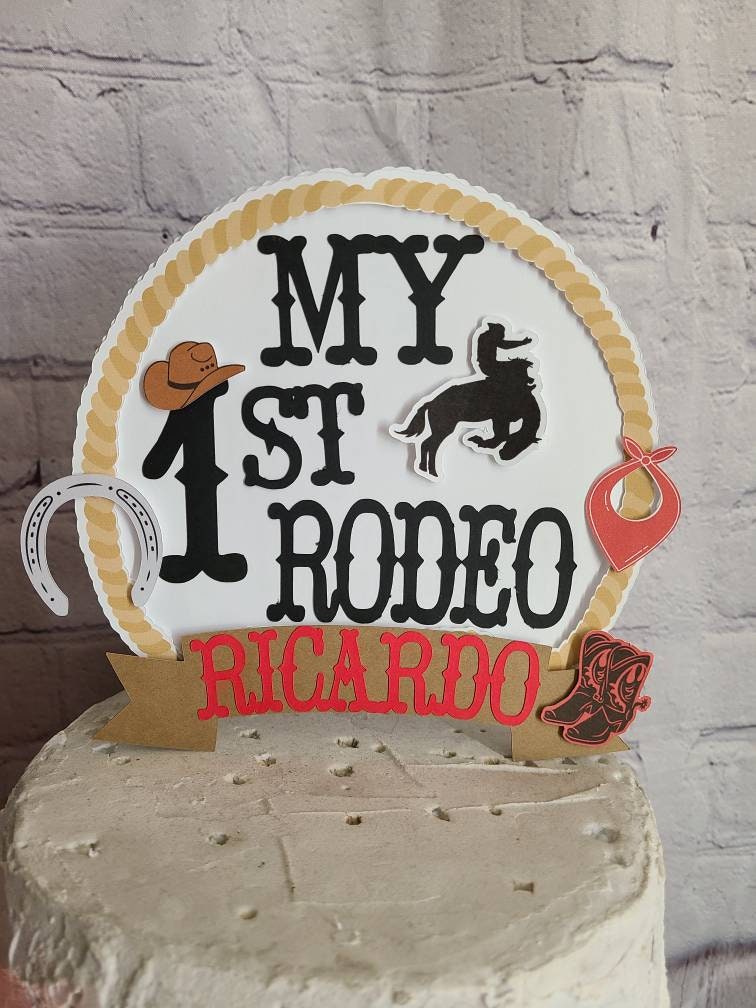 FIRST RODEO 1ST Birthday Cowboys Farm Horse Cake Topper