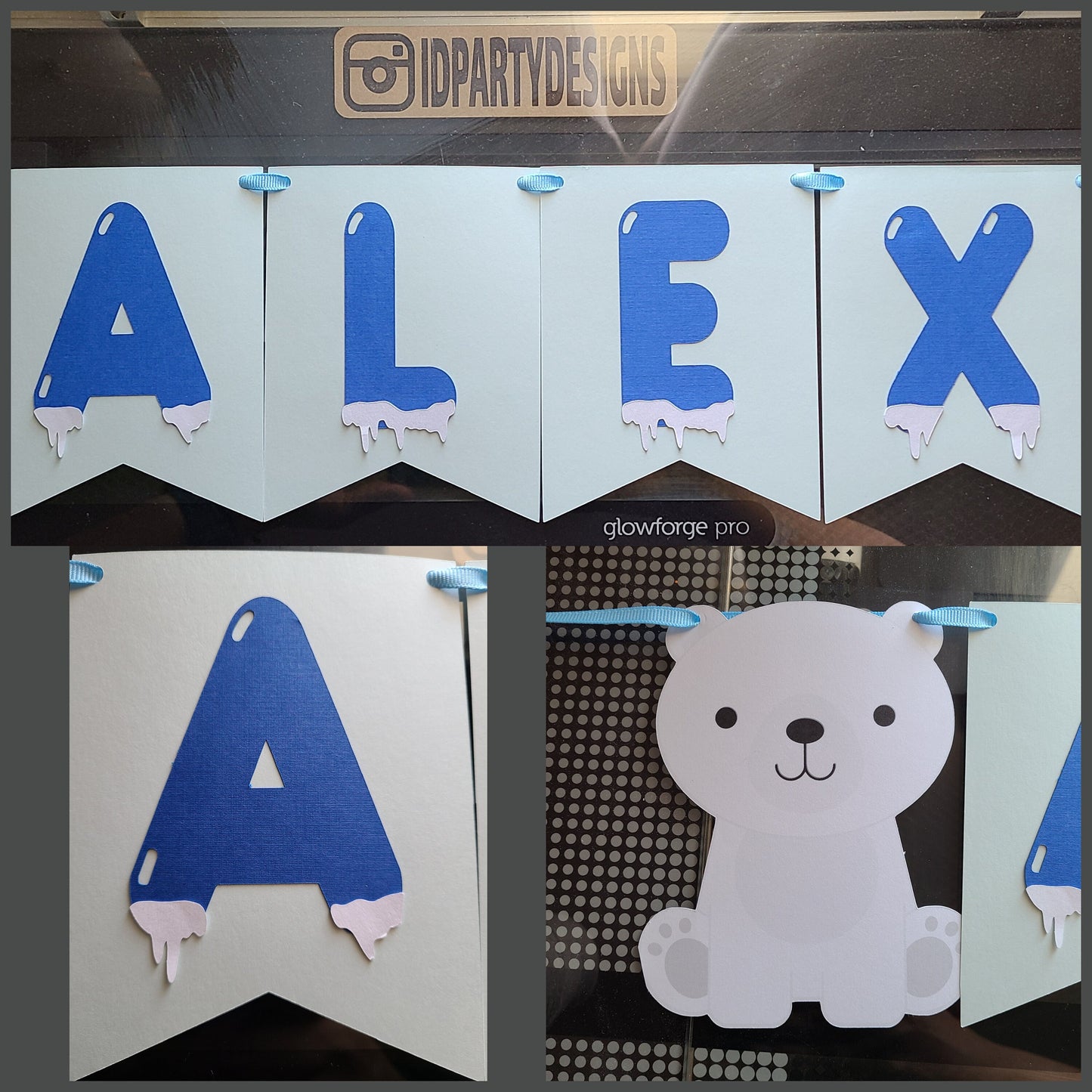 WINTER WONDERLAND ONEDERLAND Polar Bear Arctic Animals Snow Banner