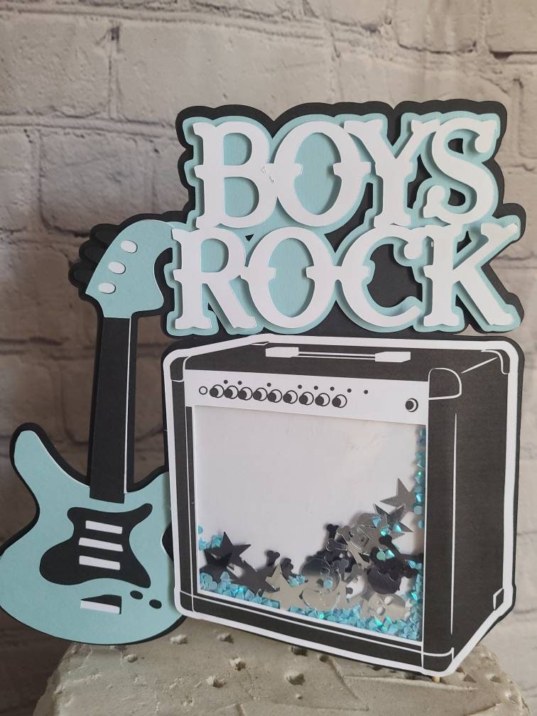 BOYS ROCK A BYE Shaker Cake Topper Girls Rock Rock A Bye Baby Born to Rock Rockstar Baby Shower