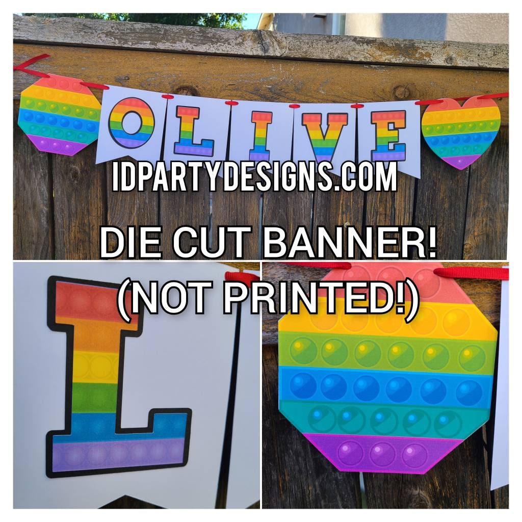 POP IT FIDGET Toy Birthday Baby Shower Room Decor Name banner