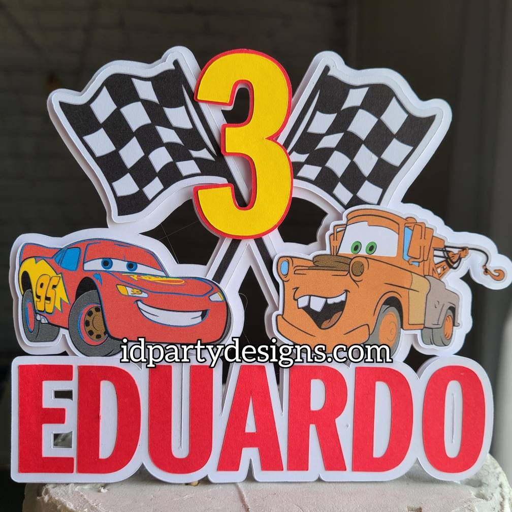 CARS LIGHTNING MCQUEEN and Mater Centerpiece with custom name