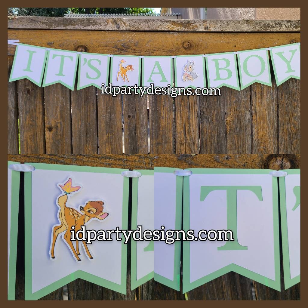 BAMBI BANNER BABY Shower Bambi Birthday Thumper Banner Flower Banner Disney Baby Banner