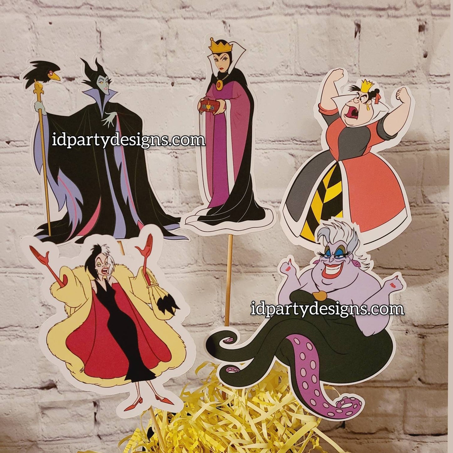 DISNEY VILLAINS CENTERPIECE Evil Birthday Maleficent Evil Queen Ursula Hook Cruella Long Live Evil Disney Princess Baddies Happy Halloween