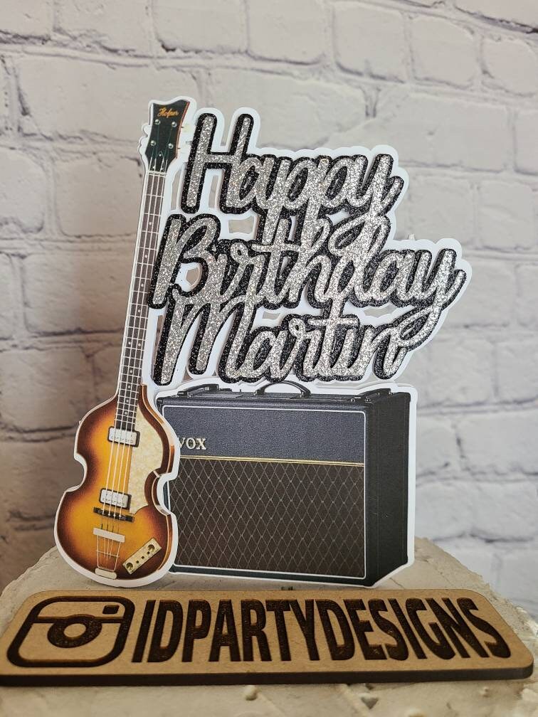 MUSICIAN CAKE TOPPER Bass Guitar Vintage Amp Rocker Rockstar Band