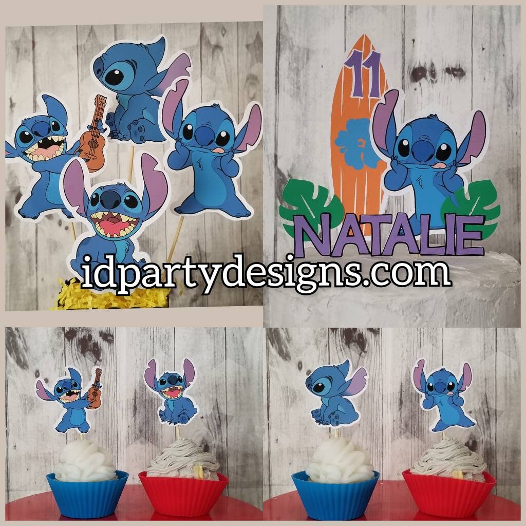 LILO & STITCH Cake Topper Centerpiece Picks Cupcake Toppers Disney Hawaiian Surf Centerpiece Cake Topper