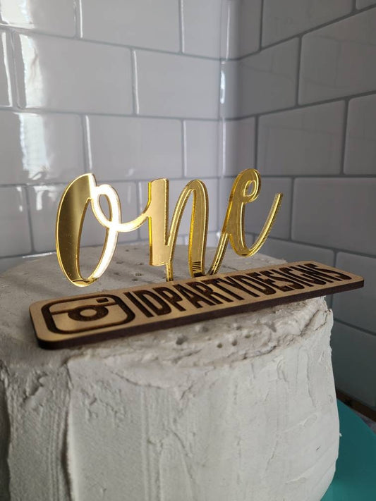 GOLD ACRYLIC ONE Cake Topper Gold Mirror Acrylic 1st Birthday Cake Topper