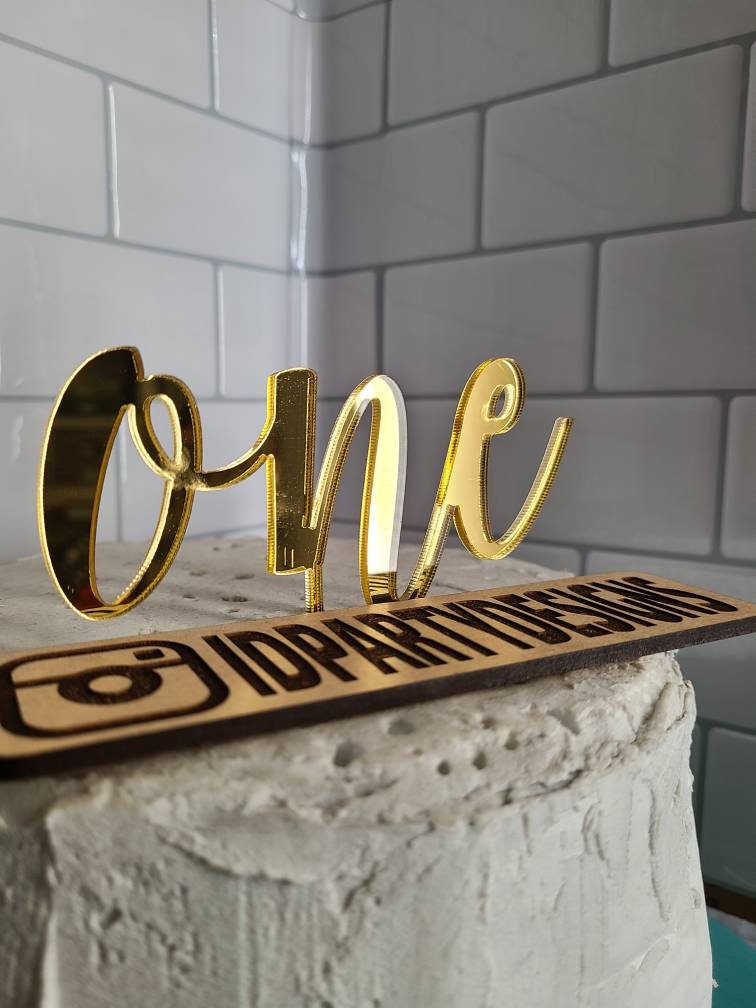 GOLD ACRYLIC ONE Cake Topper Gold Mirror Acrylic 1st Birthday Cake Topper