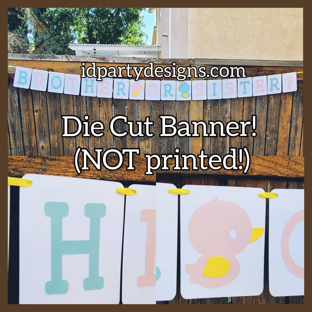 WHAT THE DUCK Is It? Gender Reveal Centerpiece Cake Topper Banner Stickers Game