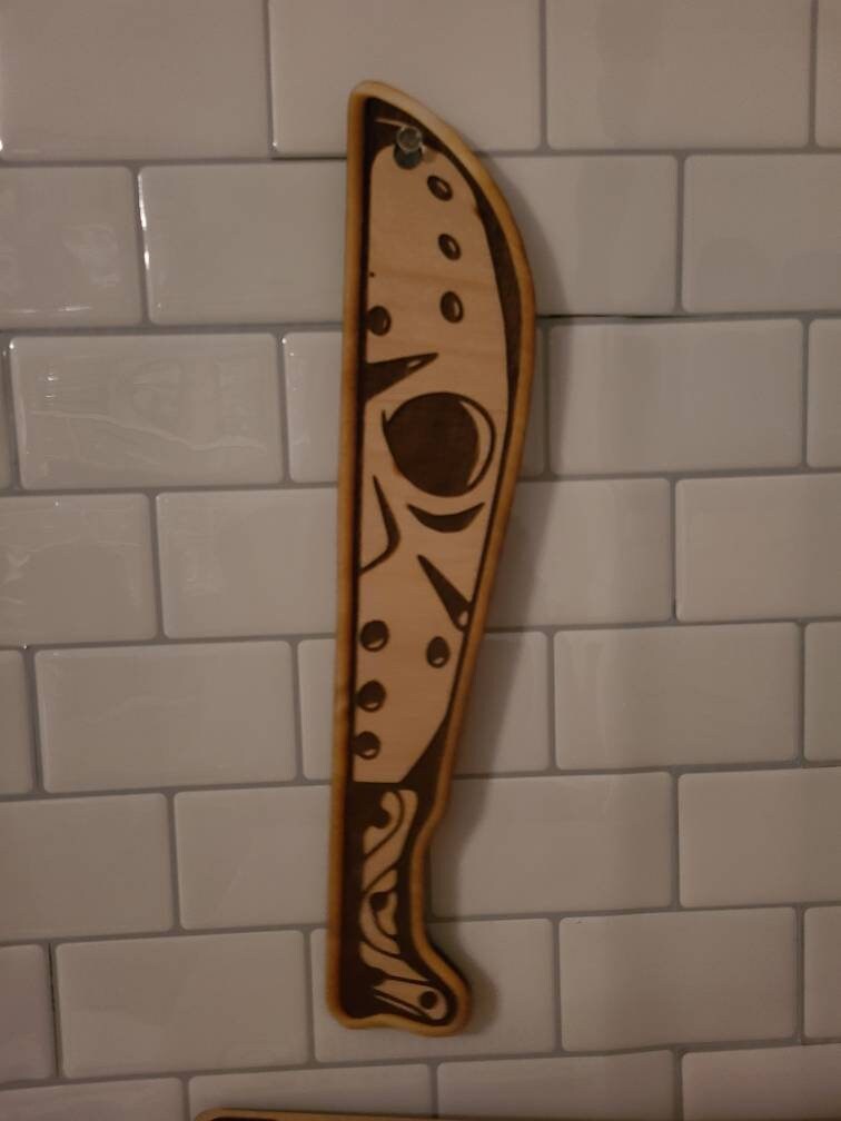 HORROR MOVIE KNIFE Engraved Wod Knives Chucky Mike Jason Scream