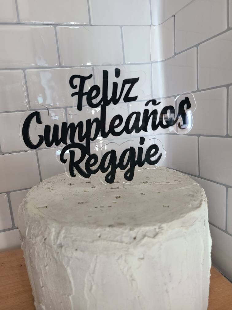 Feliz Cumpleaños 2 layer ACRYLIC CAKE TOPPER