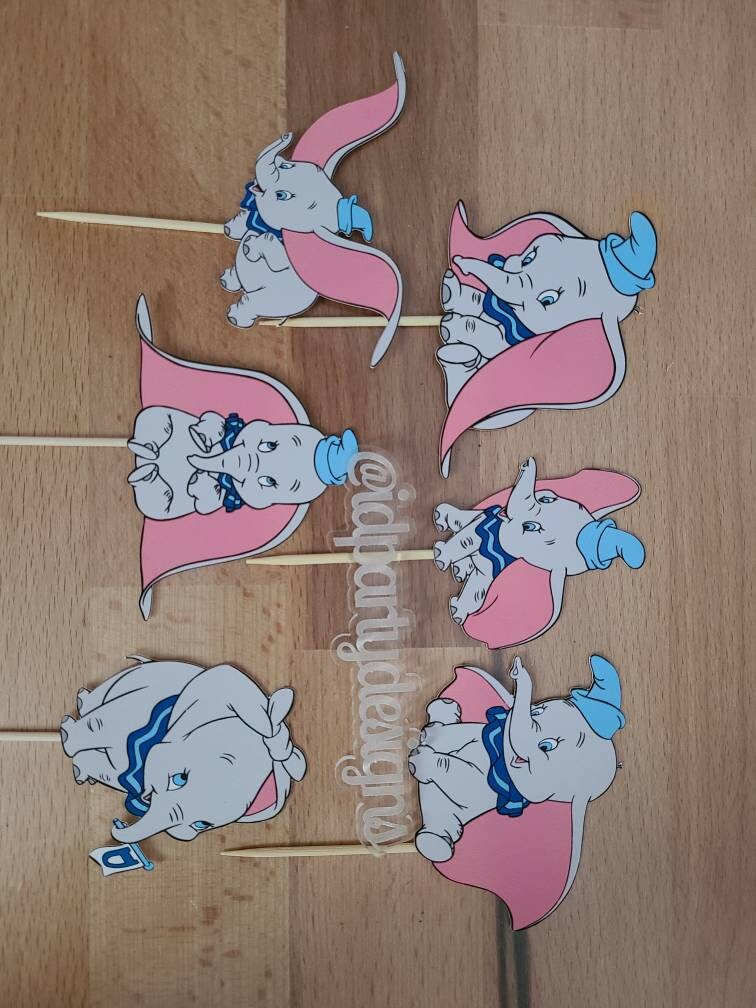 DUMBO BABY SHOWER Banner Cupcake Toppers Centerpiece Cutouts Picks Diecut