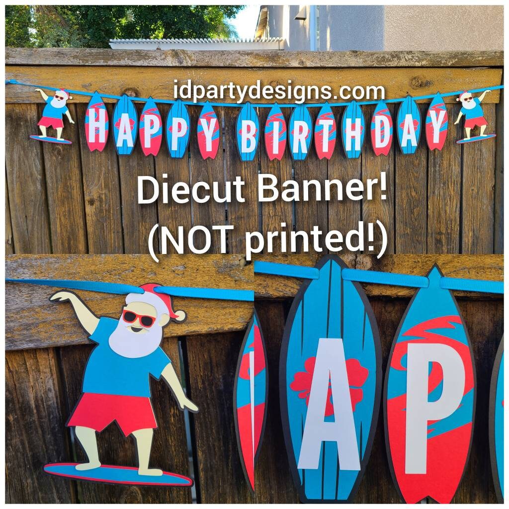 SURFING SANTA SURFER Banner The Big One Surfing banner Surfer Birthday Beach Birthday Beach Party Surfing Safari