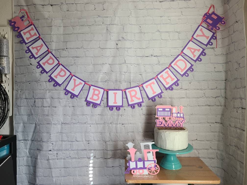 TRAIN BANNER BIRTHDAY Baby Shower Pop Up Train Centerpiece Balloon Holder Train Birthday Train Party Chuga Chuga Two Two Things That Go